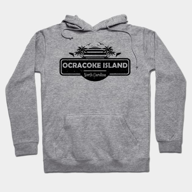 Ocracoke Island Beach North Carolina, Palm Trees Sunset Summer Hoodie by Jahmar Anderson